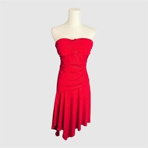 Trixxi Red Glitter Halter Asymmetrical Dress